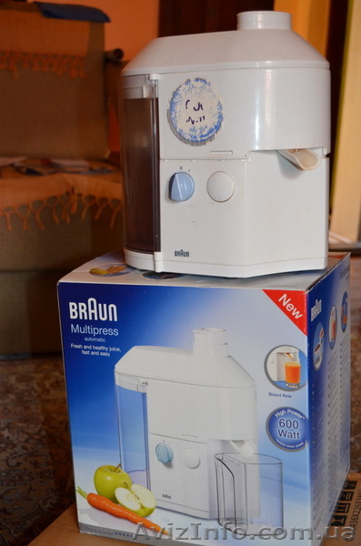 Соковыжымалка, Braun, б у, рабочая, без ремонта, с упаковкой - <ro>Изображение</ro><ru>Изображение</ru> #1, <ru>Объявление</ru> #959014