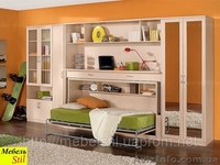 Стенка в спальню или гостинную с стол-кроватью, фасады с зеркалами - <ro>Изображение</ro><ru>Изображение</ru> #1, <ru>Объявление</ru> #837099