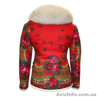 Пиджак теплый из платка с натуральным мехом песца в стиле Лурдес, Матрешка - <ro>Изображение</ro><ru>Изображение</ru> #1, <ru>Объявление</ru> #913731