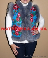 Жилетка из платочной ткани с натуральным мехом песца в стиле Лурдес, Матрешка - <ro>Изображение</ro><ru>Изображение</ru> #4, <ru>Объявление</ru> #913676