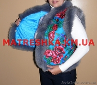 Жилетка из платочной ткани с натуральным мехом песца в стиле Лурдес, Матрешка - <ro>Изображение</ro><ru>Изображение</ru> #5, <ru>Объявление</ru> #913676