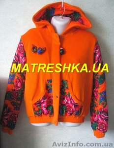 Куртка теплая из велюра с платочными вставками в стиле Лурдес, Матрешка - <ro>Изображение</ro><ru>Изображение</ru> #2, <ru>Объявление</ru> #913171