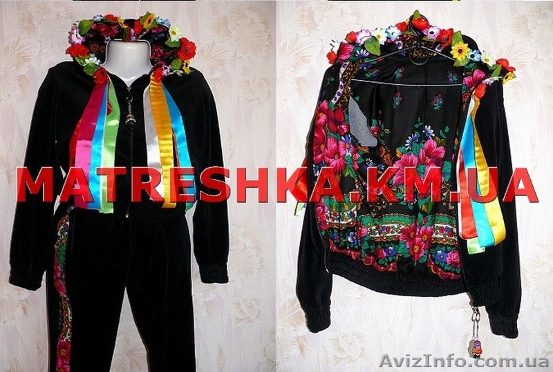Костюм из велюра с венком и платочными вставками в стиле Лурдес, Матрешка - <ro>Изображение</ro><ru>Изображение</ru> #5, <ru>Объявление</ru> #913145