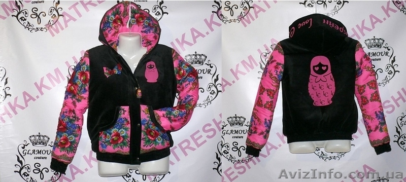 Куртка теплая из велюра с платочными вставками в стиле Лурдес, Матрешка - <ro>Изображение</ro><ru>Изображение</ru> #6, <ru>Объявление</ru> #913171