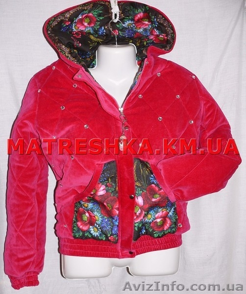 Куртка теплая из велюра со стразами и платочными вставками в стиле Лурдес - <ro>Изображение</ro><ru>Изображение</ru> #2, <ru>Объявление</ru> #913175