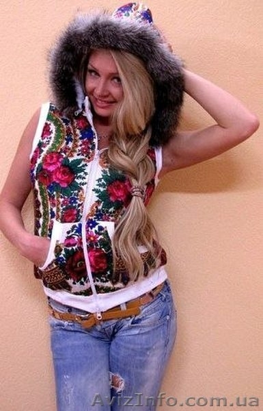 Жилетка из платка с капюшоном и натуральным мехом песца в стиле Лурдес, Матрешка - <ro>Изображение</ro><ru>Изображение</ru> #1, <ru>Объявление</ru> #913673