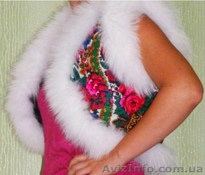 Жилетка из платочной ткани с натуральным мехом песца в стиле Лурдес, Матрешка - <ro>Изображение</ro><ru>Изображение</ru> #2, <ru>Объявление</ru> #913676