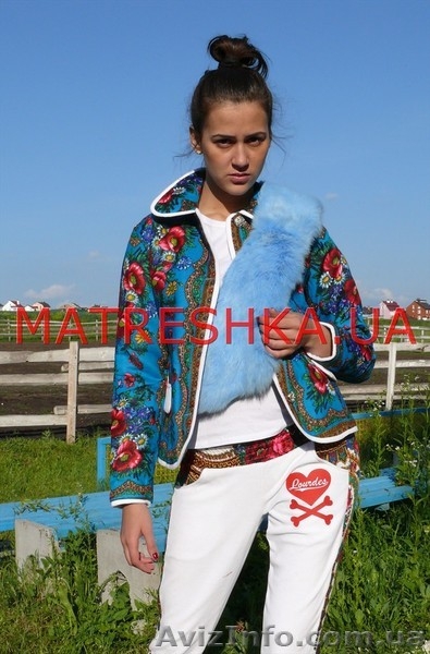 Пиджак теплый из платка с натуральным мехом песца в стиле Лурдес, Матрешка - <ro>Изображение</ro><ru>Изображение</ru> #8, <ru>Объявление</ru> #913731