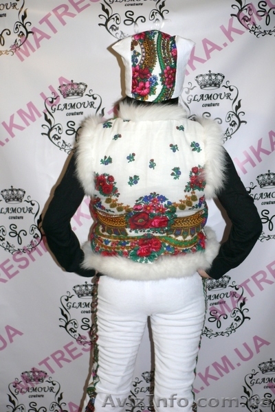 Жилетка из платочной ткани с натуральным мехом песца в стиле Лурдес, Матрешка - <ro>Изображение</ro><ru>Изображение</ru> #8, <ru>Объявление</ru> #913676