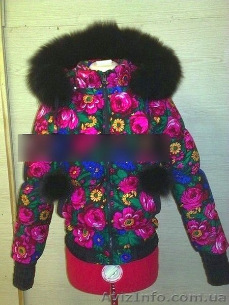 Пуховик из платка Лав Кутюр с натуральным мехом в стиле Лурдес, Матрешка - <ro>Изображение</ro><ru>Изображение</ru> #1, <ru>Объявление</ru> #913733